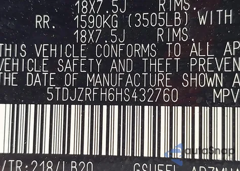 2017 Toyota Highlander Xle из США, поврежденный, VIN 5TDJZRFH6HS432760